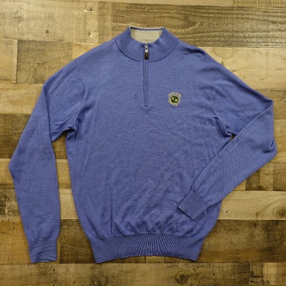Peter‎ Millar Quarter-Zip Sweater Men’s Medium Blue Merino Silk Golf Knit